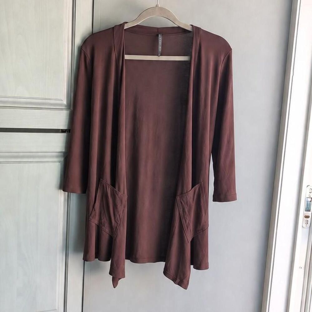 Tiffany & Gray Brown Open Front Waterfall Cardigan